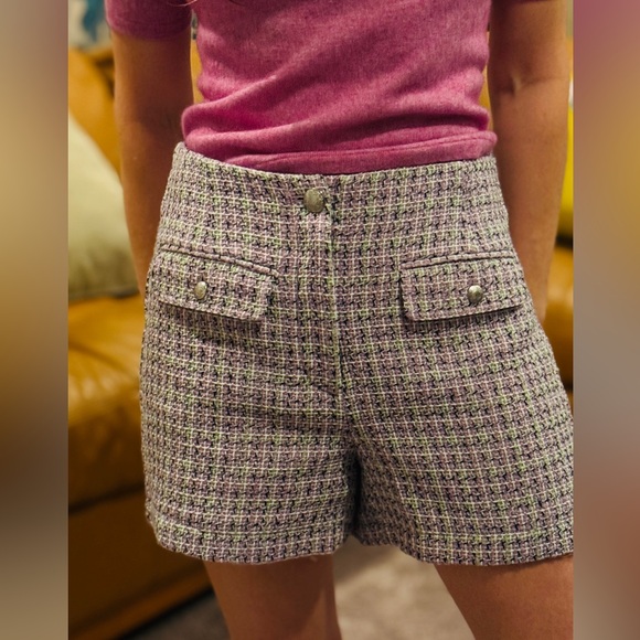 LOFT Purple Tweed High Waist Shorts Size 2 NEW NWT Preppy Old Money - Picture 7 of 7